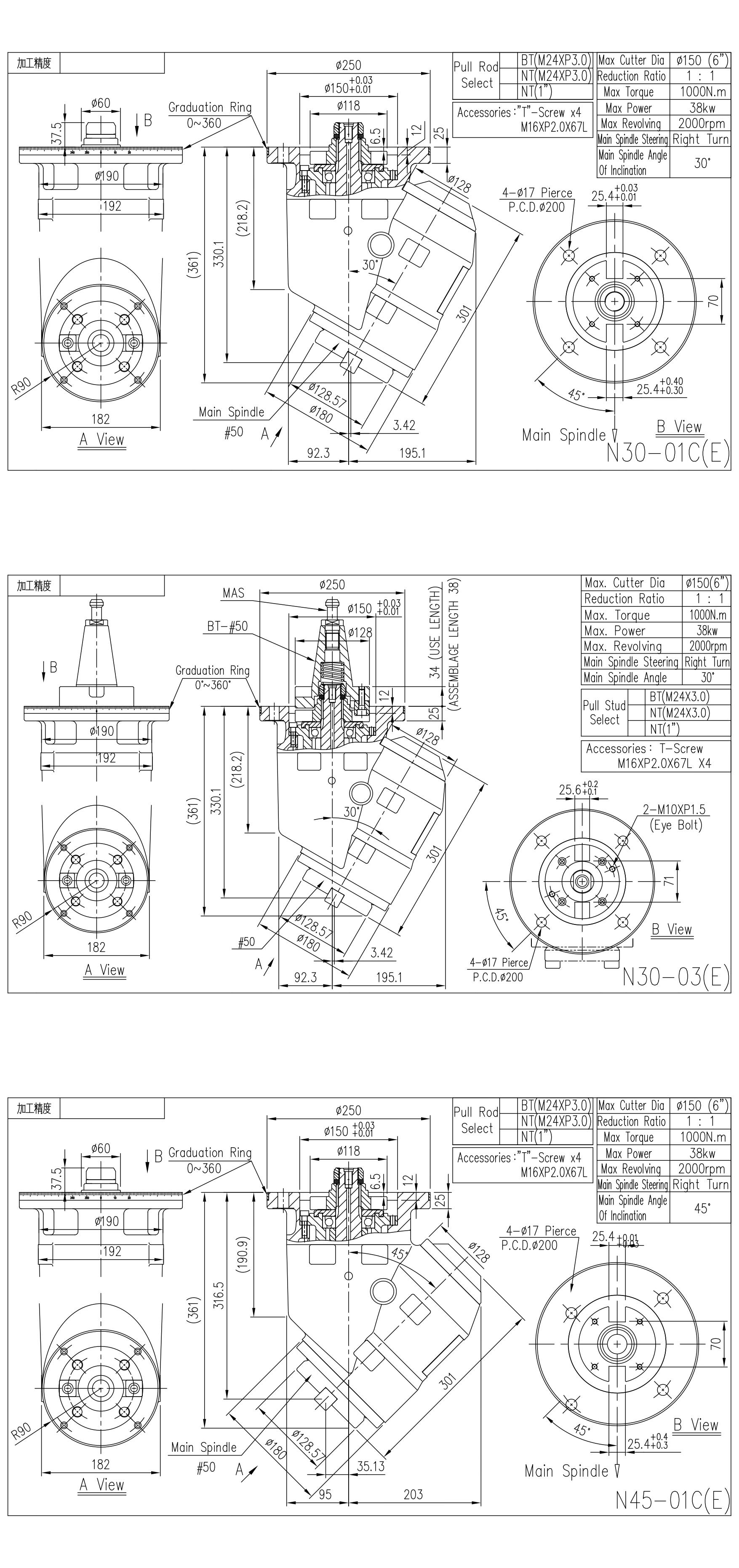 N30/N45 30°, 45°角度頭 / 搪銑頭